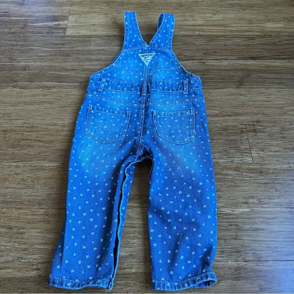 OSHKOSH B'GOSH Blue Denim Heart Polka Dot Kids 18‎ Month Overalls